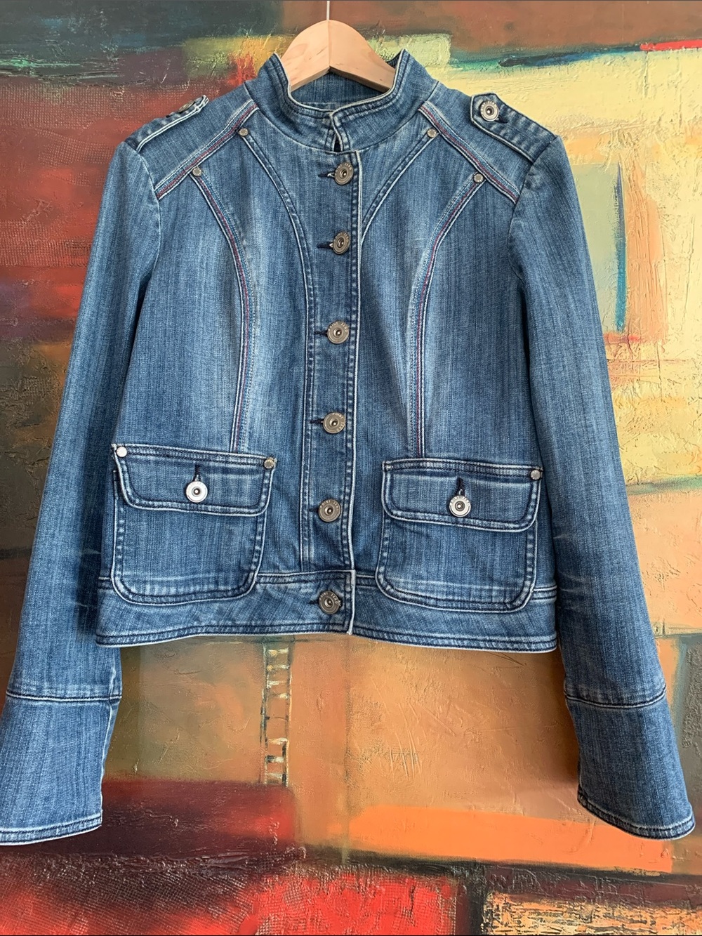 Y2K Military Style Point Zero Denim Jacket, Size XL (M-L)